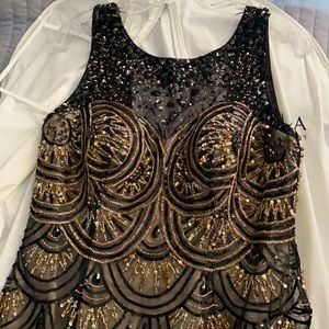 Camille La Vie Black & Gold Long Prom Gown